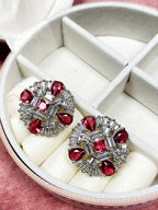 Round Studs- Wine red