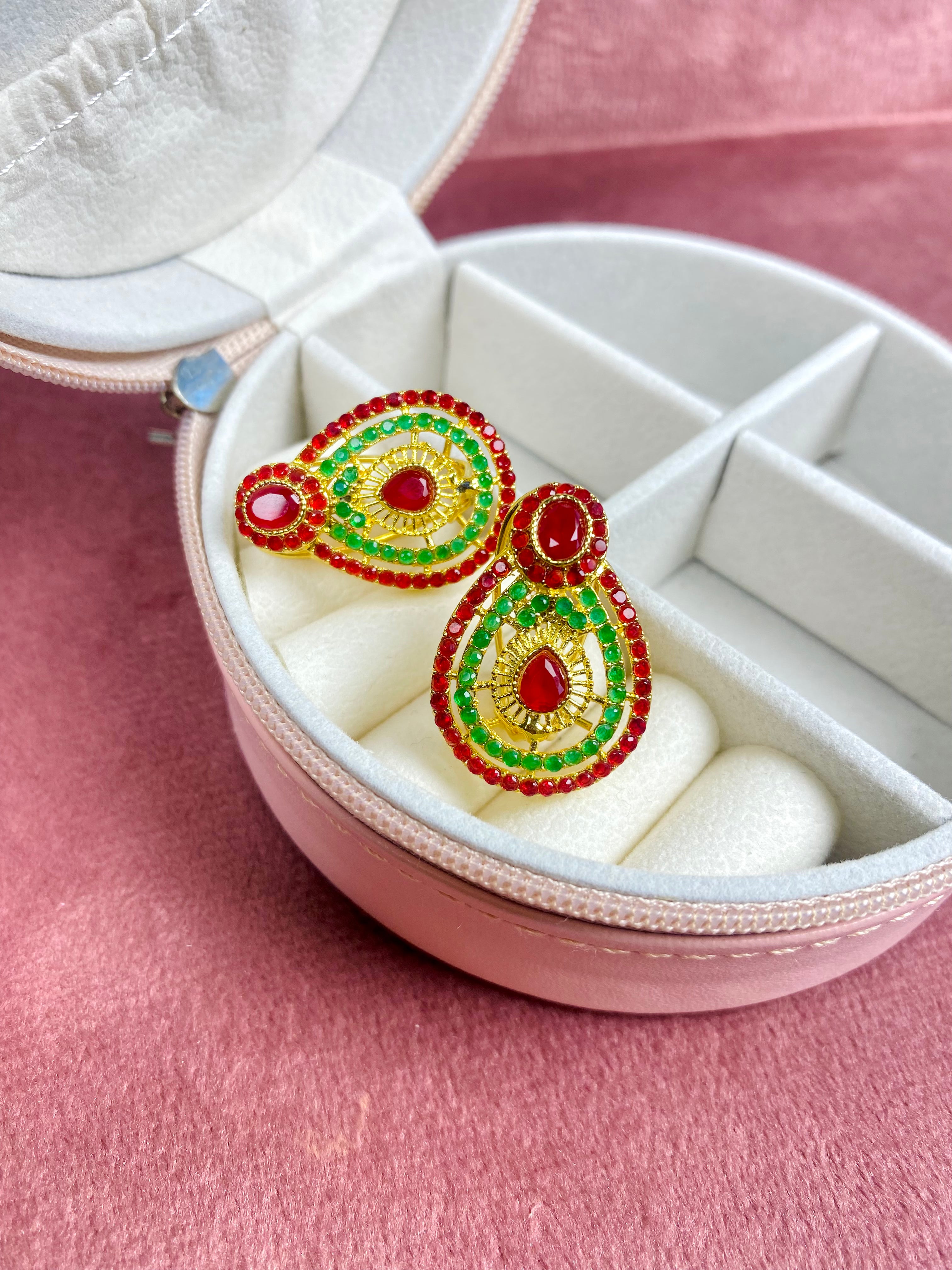 Almond Studs- Red and Green